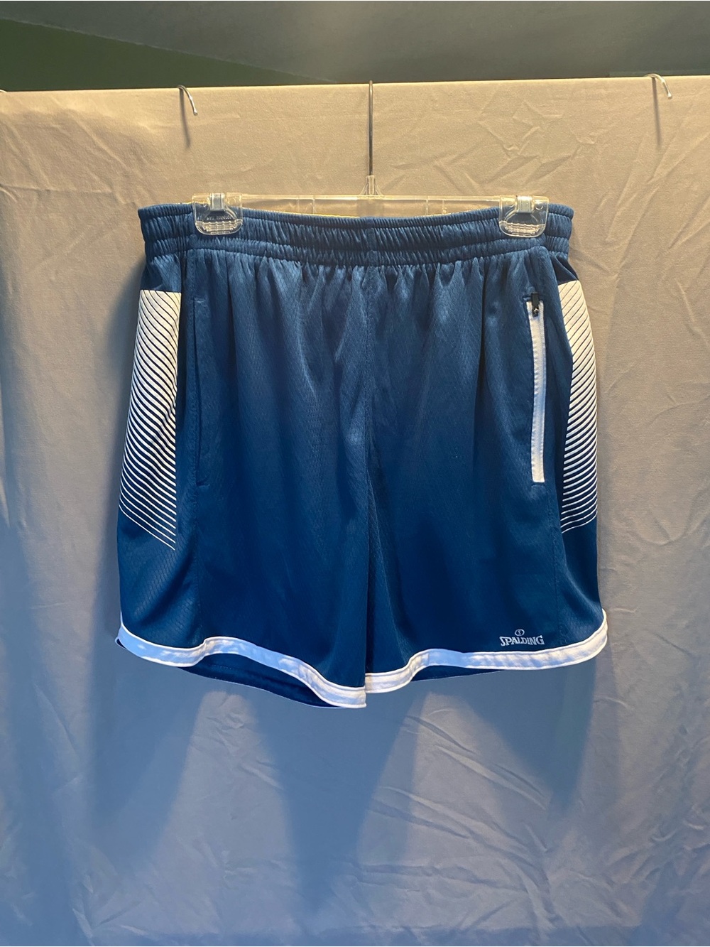 Spalding Men's Blue Athletic Shorts with White Trim